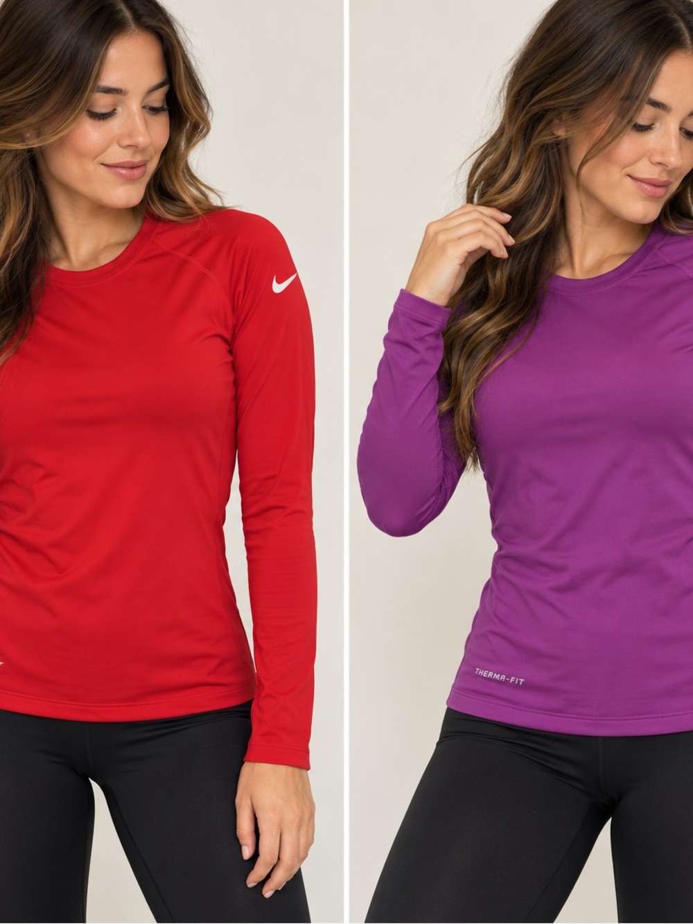 Bundle of Nike Women’s Long-Sleeve Crew Top in Red and Purple